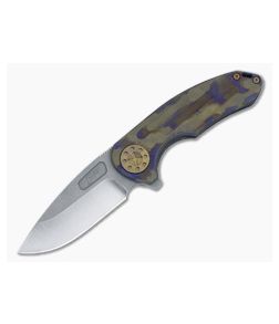 Curtiss Knives F3 Medium Camo Pattern Ball-Milled Titanium Two-Tone MagnaCut Slicer Flipper CK-25