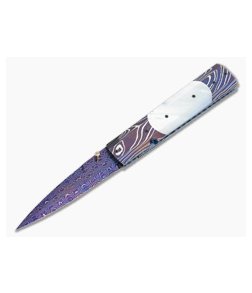 Jeff Chaffee Folding Dagger Pearl Blue Damascus