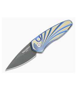 Protech Sprint Titanium Custom Vegas Forge Herringbone Damascus Two-Tone 3D Wave Automatic 2951-H