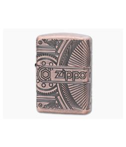 Zippo Windproof Lighter Armor Steampunk Gears Antique Copper MultiCut Engraved 
