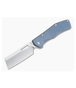 Gerber FlatIron Polished D2 Cleaver Urban Blue Micarta Frame Lock Folder 30-001789