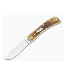 Case Sod Buster Jr. Peach Seed Jigged Amber Bone Carbon Steel 30092