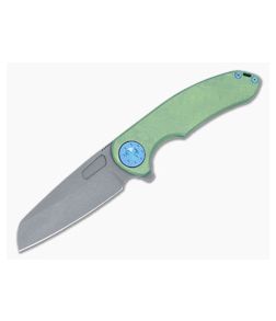 Curtiss Knives F3 Large Green HB-Mill Titanium Blasted MagnaCut Wharncliffe Flipper CK-30