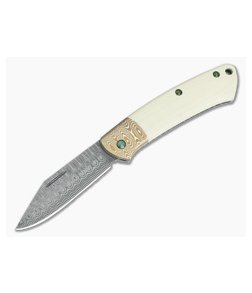 Benchmade Knives Proper Gold Class #57 Ivory G10 Damasteel Slip Joint 318-181