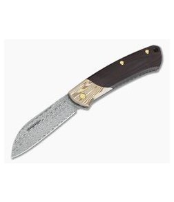 Benchmade Knives 319-201 Gold Class Proper Damasteel Mokume Burgundy Linen Micarta Slip Joint Folder