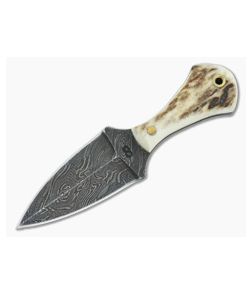 Olamic Cutlery Damascus Neck Knife Dagger Stag