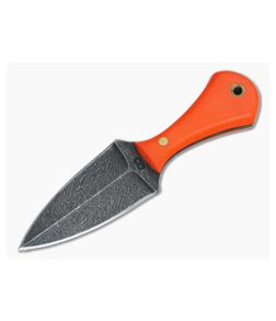 Olamic Cutlery Damascus Neck Knife Dagger Orange G10