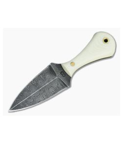 Olamic Cutlery Damascus Neck Knife Dagger White G10