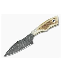 Olamic Cutlery Damascus Neck Knife Stag