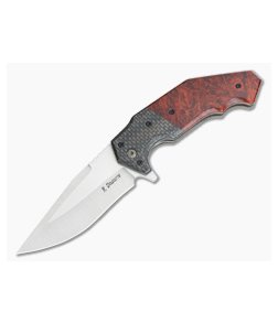 Randy Doucette Interceptor Red Maple Burl Lightning Strike Carbon Fiber S35VN