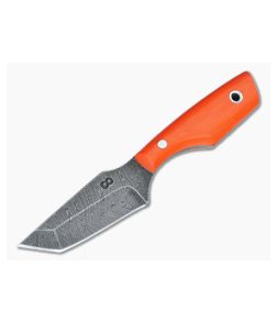 Olamic Cutlery Tanto Neck Knife Orange G10 with Leather Sheath