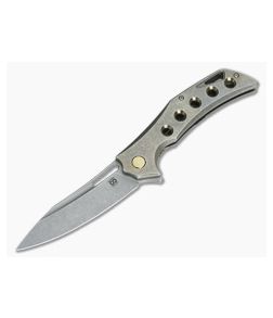 Olamic Cutlery Swish Flipper Bronze Stonewash Holes Ti Stonewash Elmax