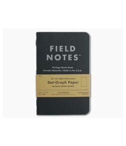 Field Notes Pitch Black Dot-Graph Paper Memo Notebook 3 Pack FN-33