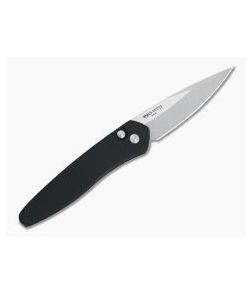 Protech Newport Left Handed Stonewashed S35VN Solid Black Automatic 3405-LH