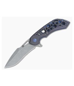 Olamic Cutlery Wayfarer 247H Kinetic Ocean Acid Rain Harpoon Stonewashed M390 Flipper