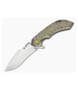 Olamic Cutlery Wayfarer 247H Scalloped Bronze Stonewash Harpoon Satin M390 Flipper