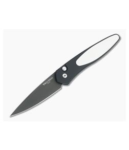 Protech Newport Tuxedo Black DLC S35VN Ivory Micarta Inlaid Automatic 3452