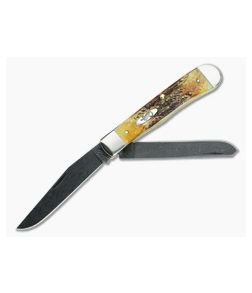 Case Trapper Damascus Bone Stag Handle 34800