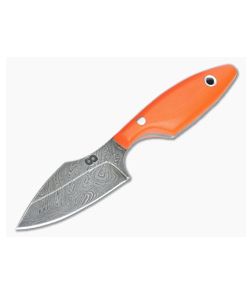 Olamic Cutlery Spear Point Neck Knife Orange G10 with Leather Sheath #2