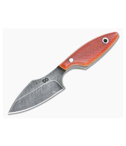 Olamic Cutlery Spear Point Neck Knife Orange CTek with Leather Sheath