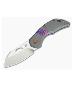 Olamic Cutlery Busker Largo Dark Blast Timascus Inlay Satin M390 Top Flipper