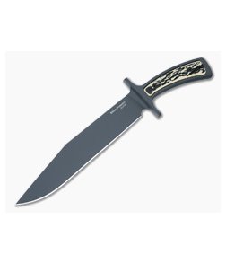 Cold Steel Drop Forged Bowie Black 52100 Faux Stag Fixed Blade 36MK