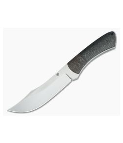 Aaron Frederick 3PS Scimitar CPM-154 Fixed Blade Damascus Bolster Carbon Fiber