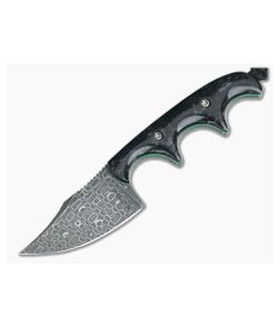 Alan Folts Custom Minimalist Bowie Neck Knife Black Pearl Kirinite Reptilian Damascus