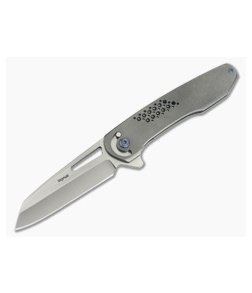 Seamus Knives Custom MC Frame Lock Flipper Multi Hole Pattern Tumbled Titanium S30V