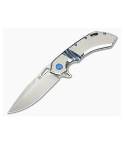 Olamic Cutlery Wayfarer 247 Jeweled Ti Blue Mammoth Tooth Inlay Satin M390 Flipper