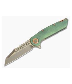 Marfione Custom Warhound Flipper Bronze M390 Antique Green Titanium #014