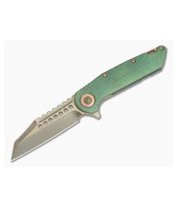 Marfione Custom Warhound Flipper Bronze M390 Antique Green Titanium #008