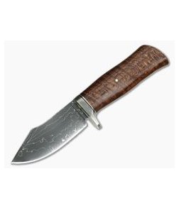 Burr Oak Custom Harpoon Hunter Low Layer Random Damascus Curly Oak