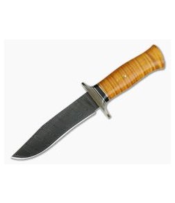 Burr Oak Custom Fighter Bold Twist Damascus Dyed and Stabilized Maple