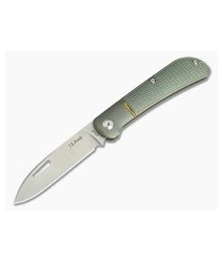 JE Made Zulu Tribal Spear Point Slip Joint Bolstered Green Anodized Titanium S35VN
