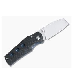 Jason Guthrie Custom Rover Left Hand Carbon Fiber Blue Raindrop Titanium Liner Lock M390 Sheepsfoot