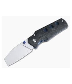 Jason Guthrie Custom Rover Marbled Carbon Fiber Blue Raindrop Titanium Liner Lock M390 Sheepsfoot