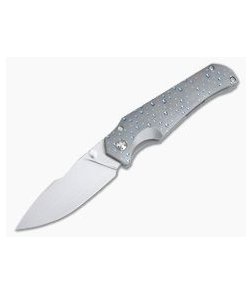 Jason Guthrie Custom Scout Blue Raindrop Titanium Frame Lock Satin M390 Harpoon Drop Point