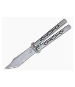 John Gray Custom Balisong 204P Tanto Bowie Carbon Fiber Inlaid Titanium