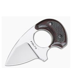 Alan Folts Custom Baby Bear Polished CPM-154 Red Carbon Fiber Fixed Blade