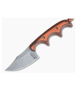 Alan Folts Custom Minimalist Bowie Neck Knife Tumbled CPM-154 Orange & Black G10