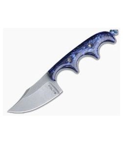 Alan Folts Custom Minimalist Bowie Neck Knife Tumbled CPM-154 Blue Kirinite Acrylic