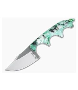 Alan Folts Custom Minimalist Bowie Neck Knife Two-tone CPM-154 Green Custom Acrylic