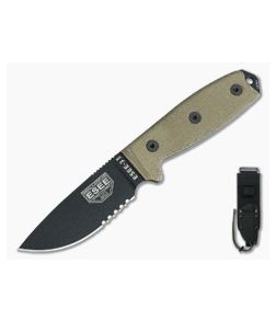 ESEE 3MIL Black Part Serrated Blade Black Sheath