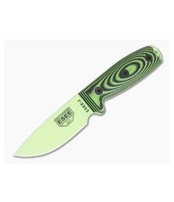 ESEE 3 Venom Green Blade 3D Neon Green/Black G10 Handles Fixed Blade 3PMVG-007