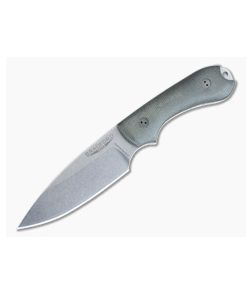 Bradford Guardian3 Sabre Ground Stonewashed MagnaCut 3D Green Micarta Fixed Blade