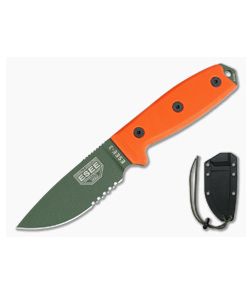 ESEE 3 Part Serrated Orange G10 & OD Coated