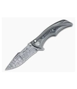 Brian Tighe Custom Tighe Down Damasteel Integral Titanium White Storm FatCarbon Inlaid Flipper