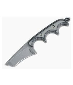 Alan Folts Custom Minimalist Tanto Neck Knife Tumbled CPM-154 Black & Gray G10