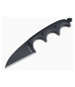 Alan Folts Custom Minimalist Wharncliffe Neck Knife Matte Black G10 Black Coated CPM154